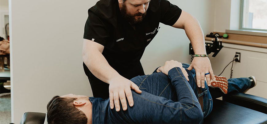 patient receiving Chiropractic as part of the neuropathy treatment protocol at Monumental Health and Wellness in Colville
